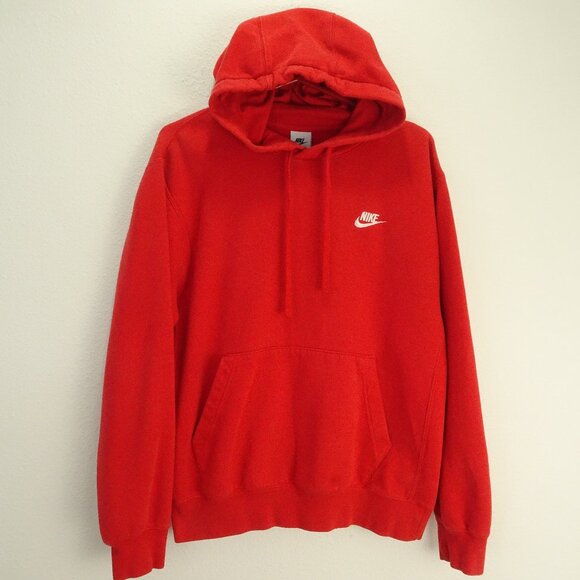 Vintage Nike Pullover Hoodie Logo Check Sweatshirt Men's Red Oversize Small - Picture 1 of 8